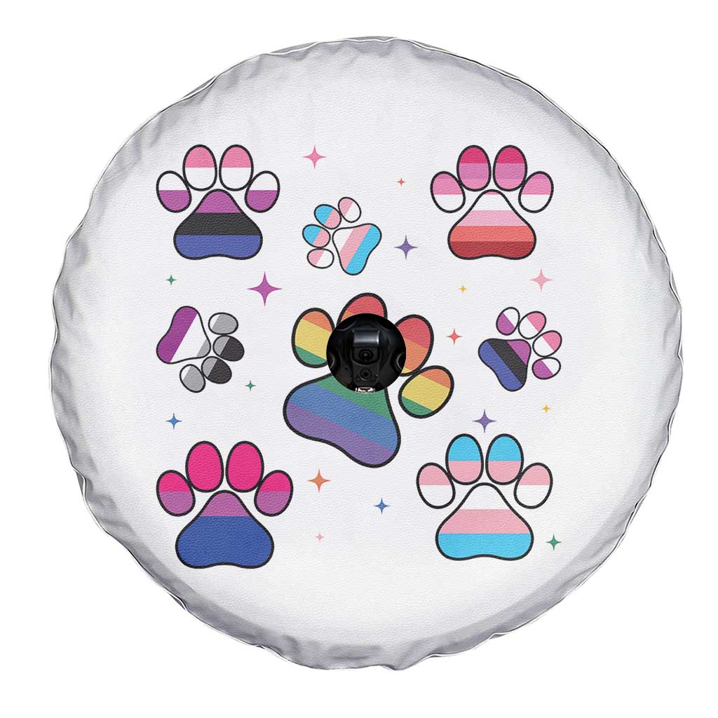 Funny Rainbow Paw Print Pride Spare Tire Cover LGBTQ Pet Lover
