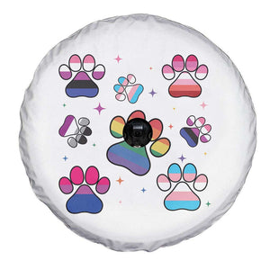 Funny Rainbow Paw Print Pride Spare Tire Cover LGBTQ Pet Lover