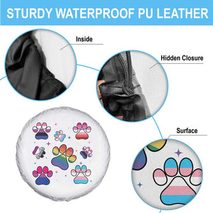 Funny Rainbow Paw Print Pride Spare Tire Cover LGBTQ Pet Lover