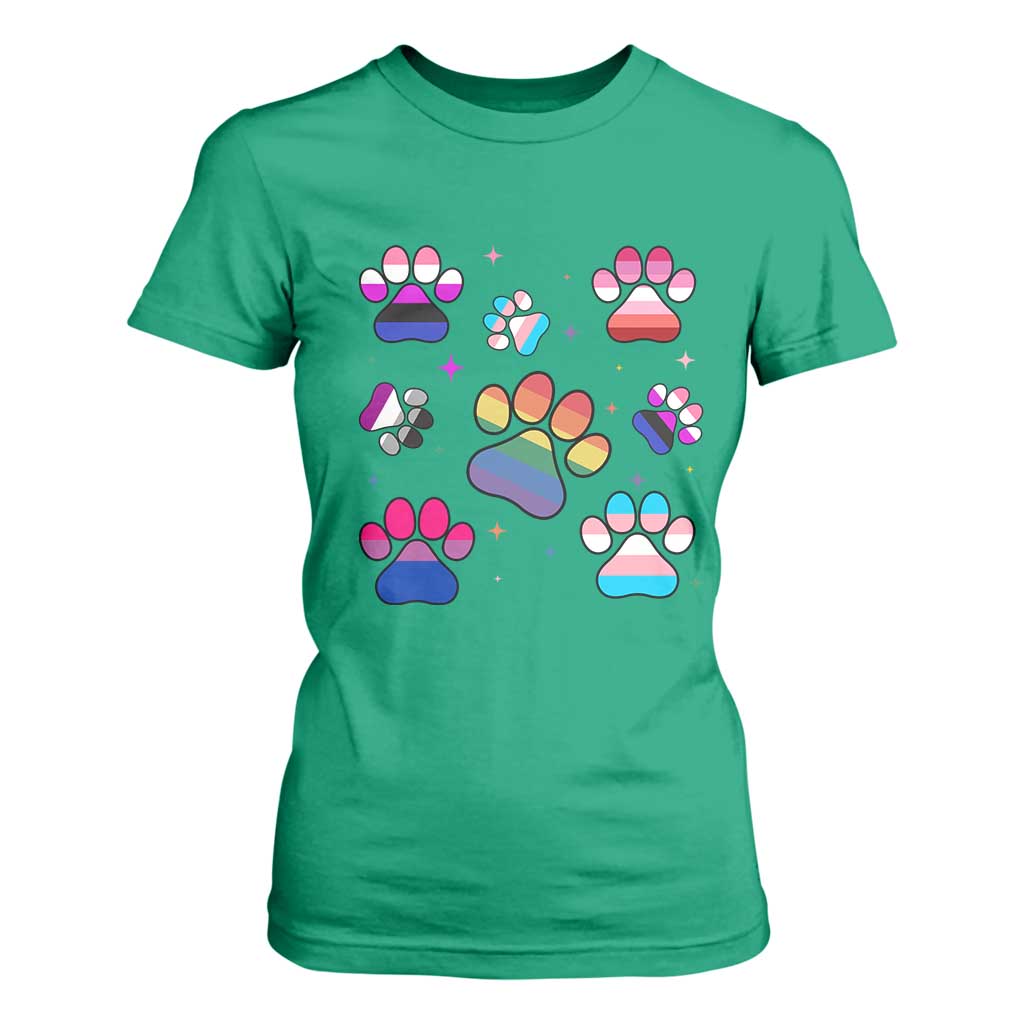 Funny Rainbow Paw Print Pride T Shirt For Women LGBTQ Pet Lover TS12 Irish Green Print Your Wear