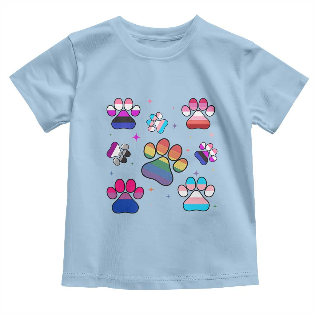 Funny Rainbow Paw Print Pride Toddler T Shirt LGBTQ Pet Lover TS12 Light Blue Print Your Wear