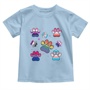 Funny Rainbow Paw Print Pride Toddler T Shirt LGBTQ Pet Lover TS12 Light Blue Print Your Wear