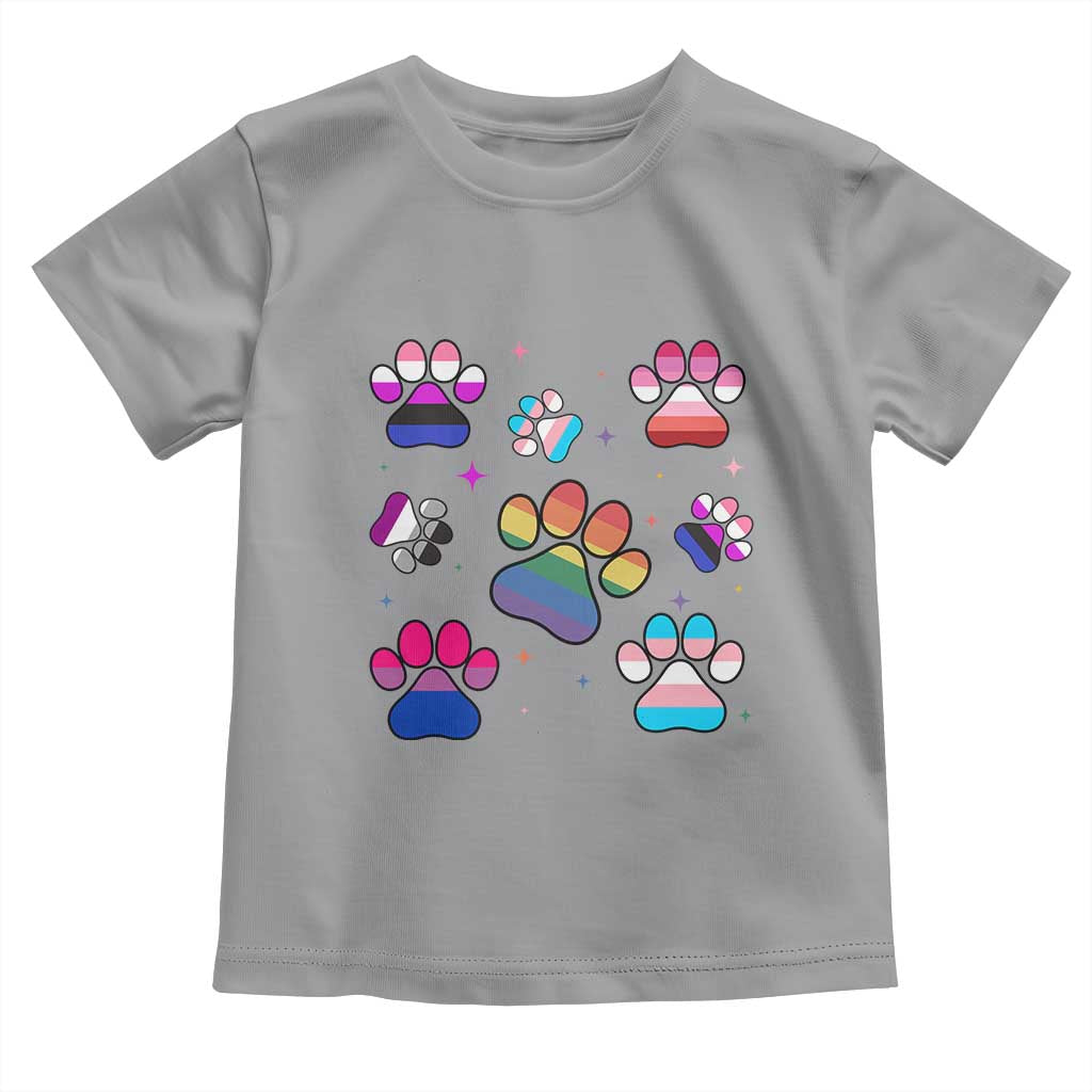 Funny Rainbow Paw Print Pride Toddler T Shirt LGBTQ Pet Lover TS12 Sport Gray Print Your Wear