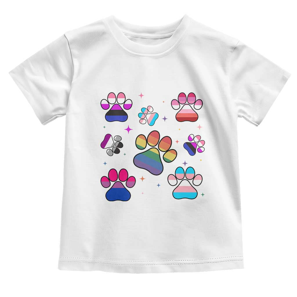 Funny Rainbow Paw Print Pride Toddler T Shirt LGBTQ Pet Lover