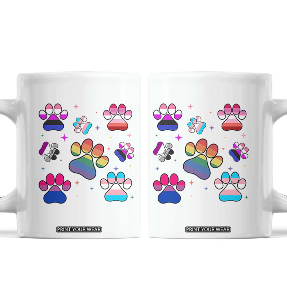 Funny Rainbow Paw Print Pride Coffee Mug LGBTQ Pet Lover