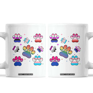 Funny Rainbow Paw Print Pride Coffee Mug LGBTQ Pet Lover