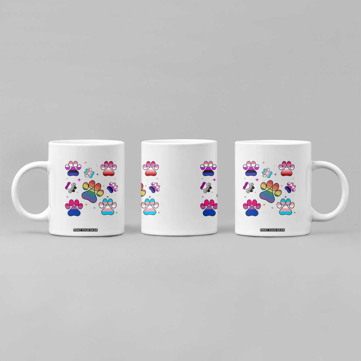 Funny Rainbow Paw Print Pride Coffee Mug LGBTQ Pet Lover