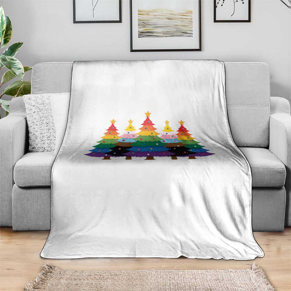 Christmas Rainbow Tree LGBTQ Support Throw Blanket Holiday Pride Gift TS12 Print Your Wear