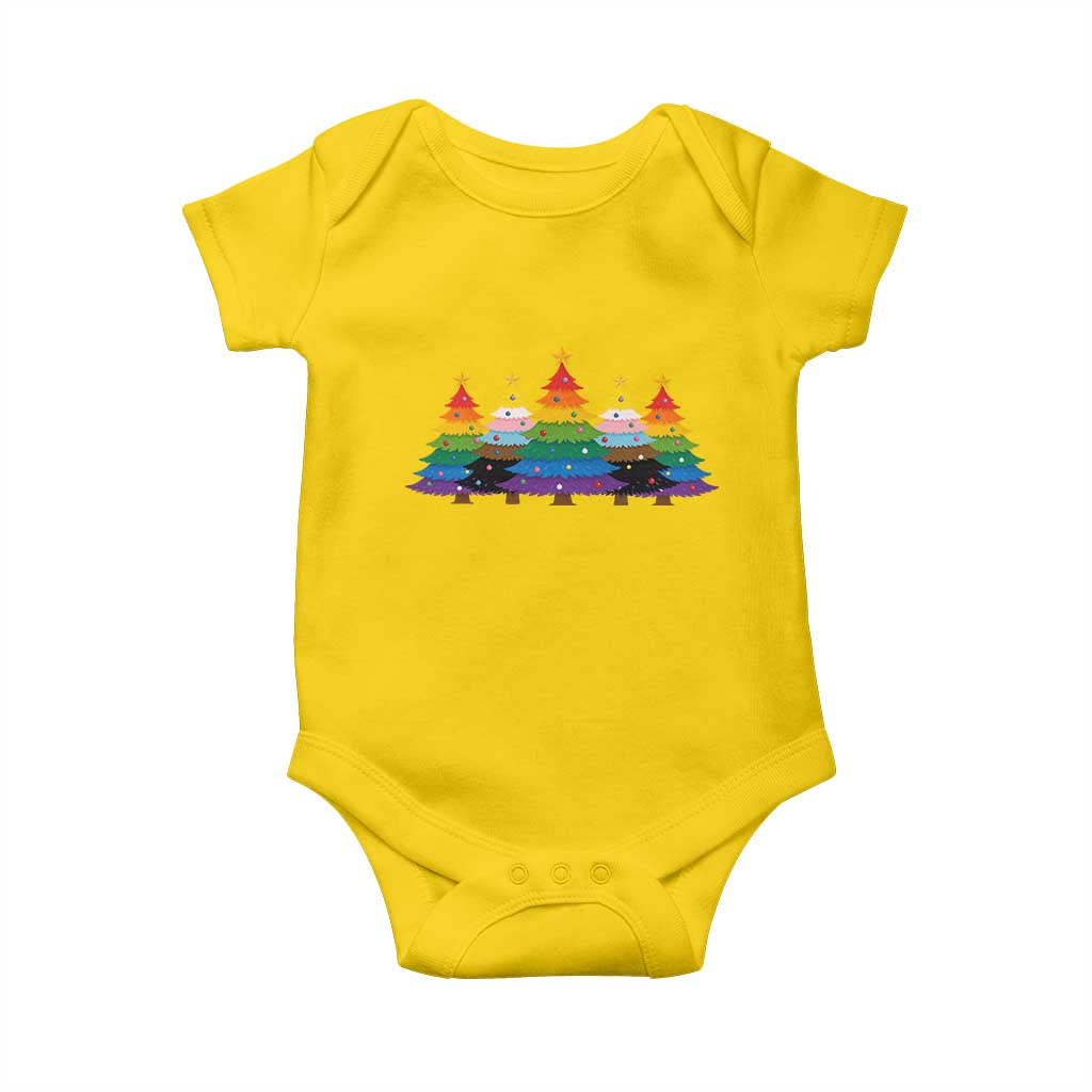 Christmas Rainbow Tree LGBTQ Support Baby Onesie Holiday Pride Gift