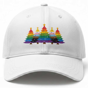 Christmas Rainbow Tree LGBTQ Support Baseball Cap Holiday Pride Gift