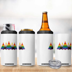 Christmas Rainbow Tree LGBTQ Support 4 in 1 Can Cooler Tumbler Holiday Pride Gift