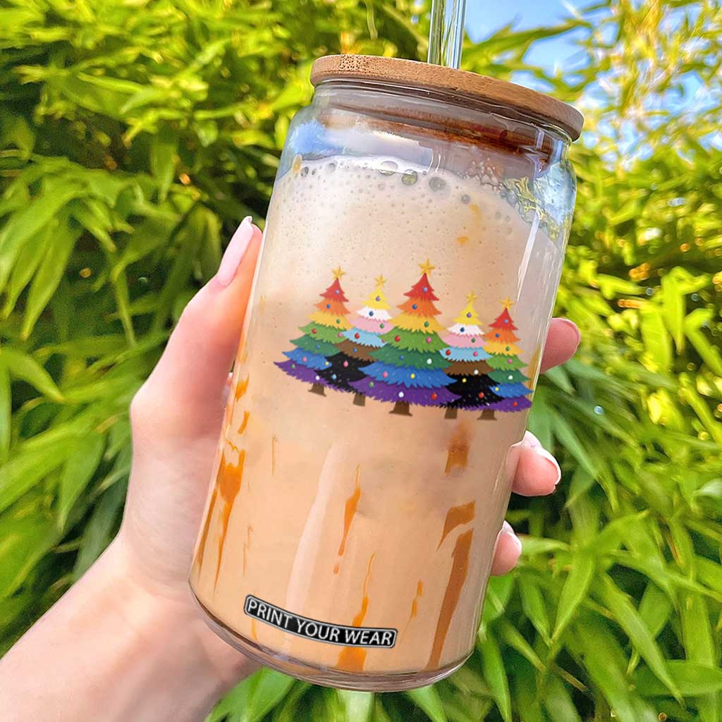 Christmas Rainbow Tree LGBTQ Support Glass Can Holiday Pride Gift