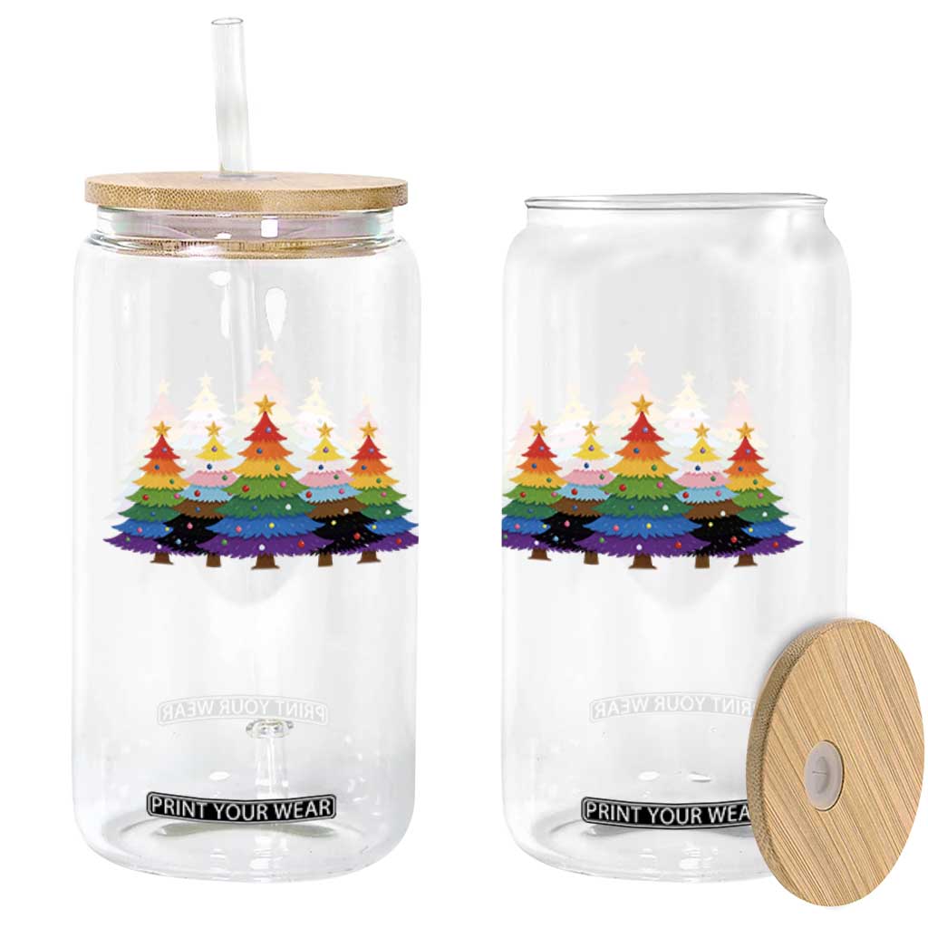 Christmas Rainbow Tree LGBTQ Support Glass Can Holiday Pride Gift
