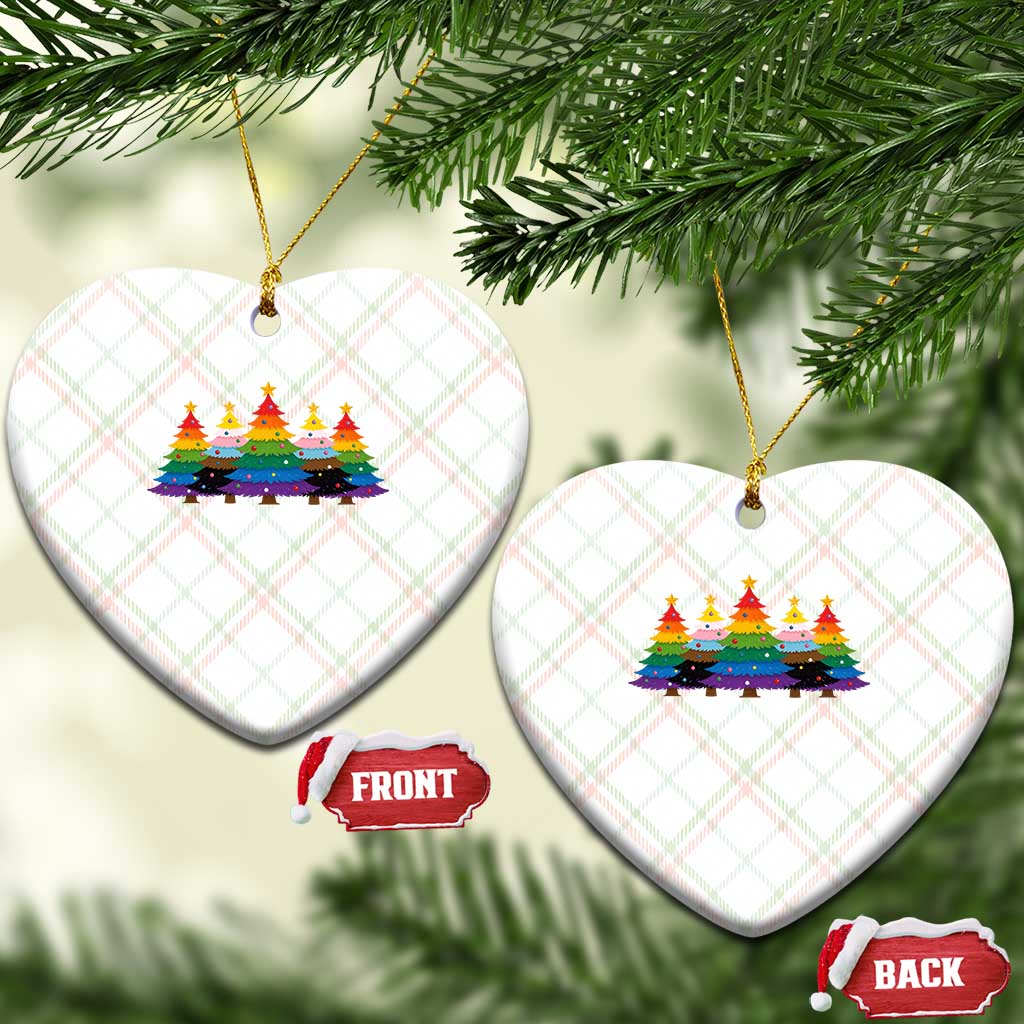 Christmas Rainbow Tree LGBTQ Support Ceramic Ornament Holiday Pride Gift