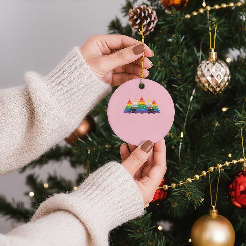 Christmas Rainbow Tree LGBTQ Support Ceramic Ornament Holiday Pride Gift