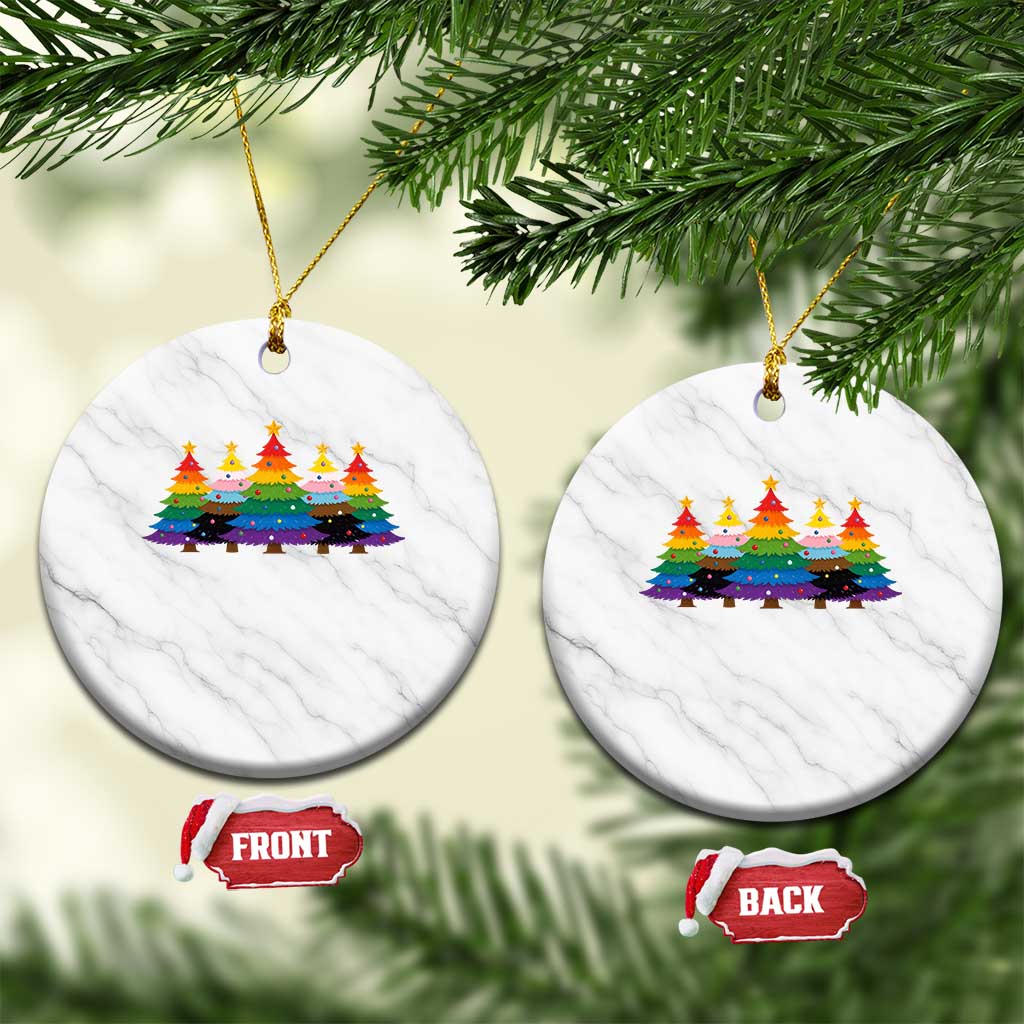 Christmas Rainbow Tree LGBTQ Support Ceramic Ornament Holiday Pride Gift