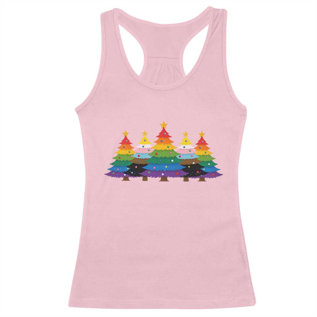 Christmas Rainbow Tree LGBTQ Support Racerback Tank Top Holiday Pride Gift