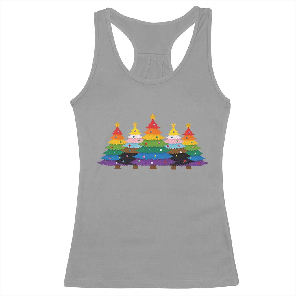 Christmas Rainbow Tree LGBTQ Support Racerback Tank Top Holiday Pride Gift