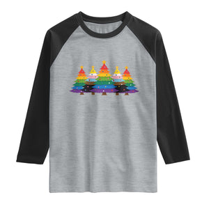 Christmas Rainbow Tree LGBTQ Support Raglan Shirt Holiday Pride Gift