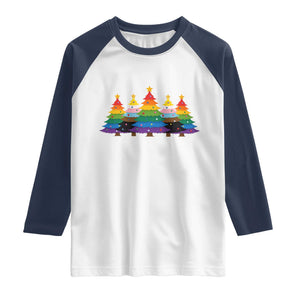 Christmas Rainbow Tree LGBTQ Support Raglan Shirt Holiday Pride Gift