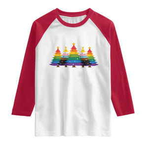 Christmas Rainbow Tree LGBTQ Support Raglan Shirt Holiday Pride Gift