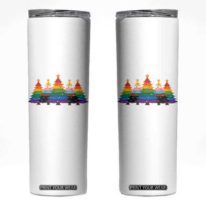 Christmas Rainbow Tree LGBTQ Support Skinny Tumbler Holiday Pride Gift