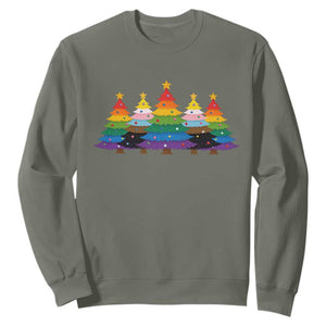 Christmas Rainbow Tree LGBTQ Support Sweatshirt Holiday Pride Gift