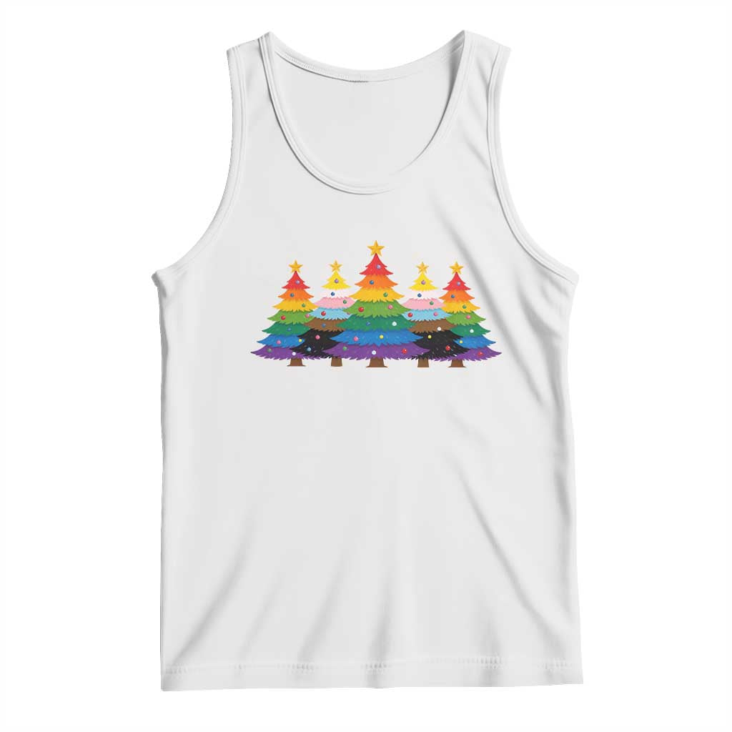 Christmas Rainbow Tree LGBTQ Support Tank Top Holiday Pride Gift TS12 White Print Your Wear