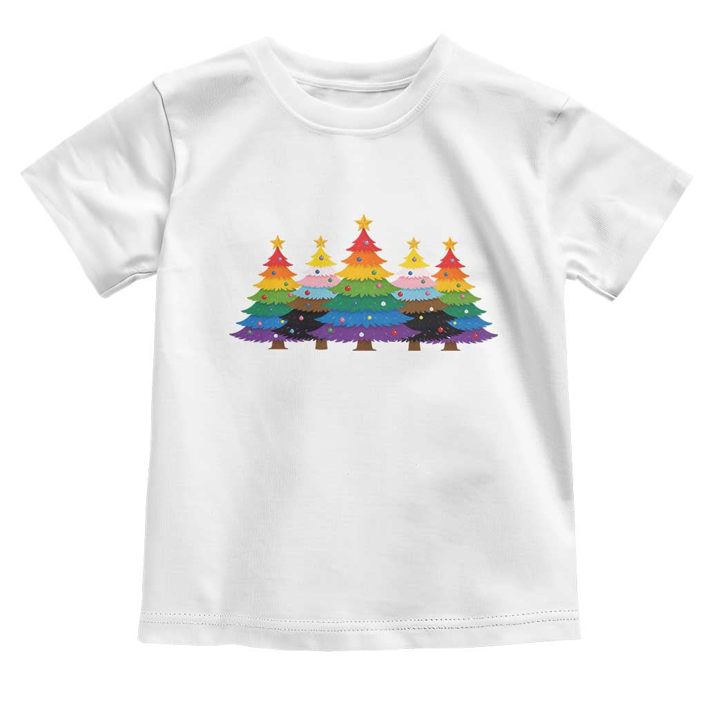 Christmas Rainbow Tree LGBTQ Support Toddler T Shirt Holiday Pride Gift TS12 White Print Your Wear