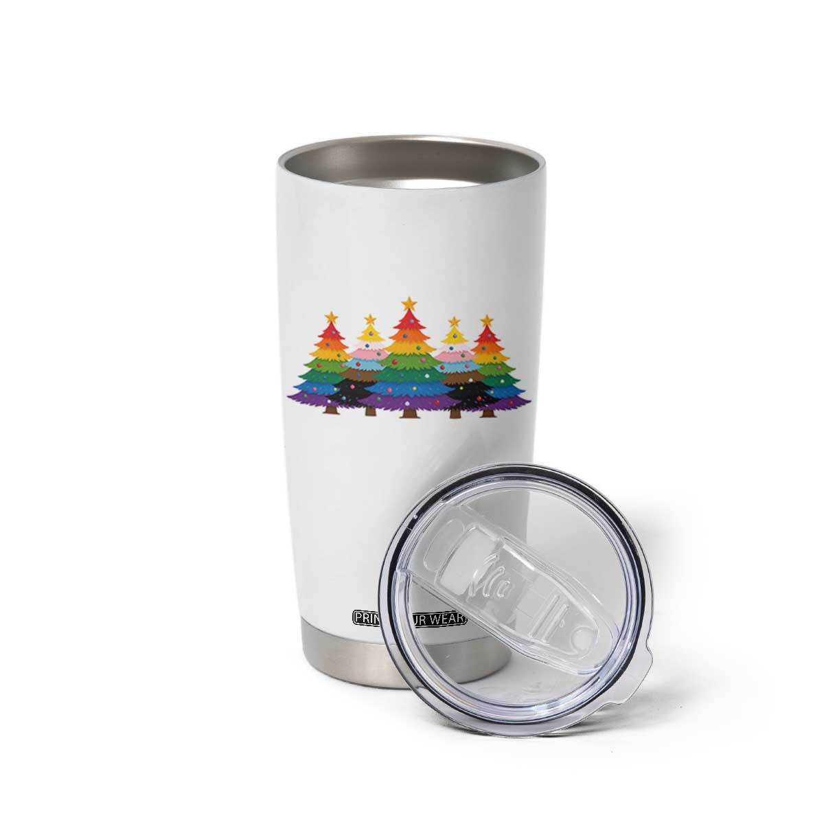 Christmas Rainbow Tree LGBTQ Support Tumbler Cup Holiday Pride Gift