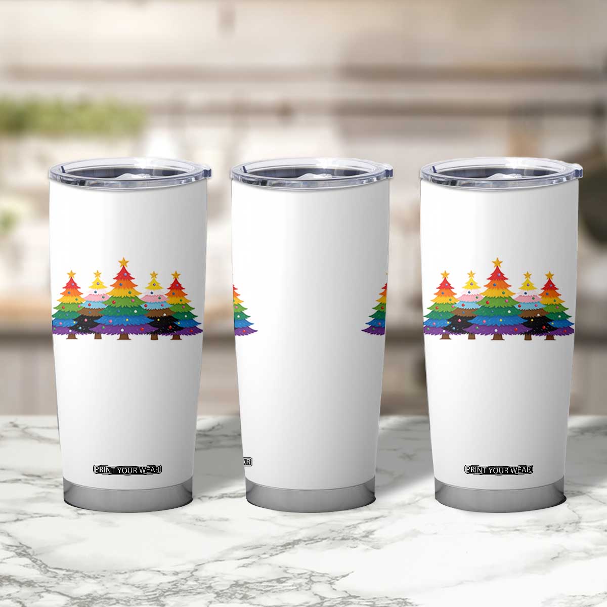 Christmas Rainbow Tree LGBTQ Support Tumbler Cup Holiday Pride Gift