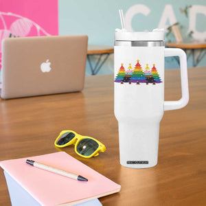 Christmas Rainbow Tree LGBTQ Support Tumbler With Handle Holiday Pride Gift