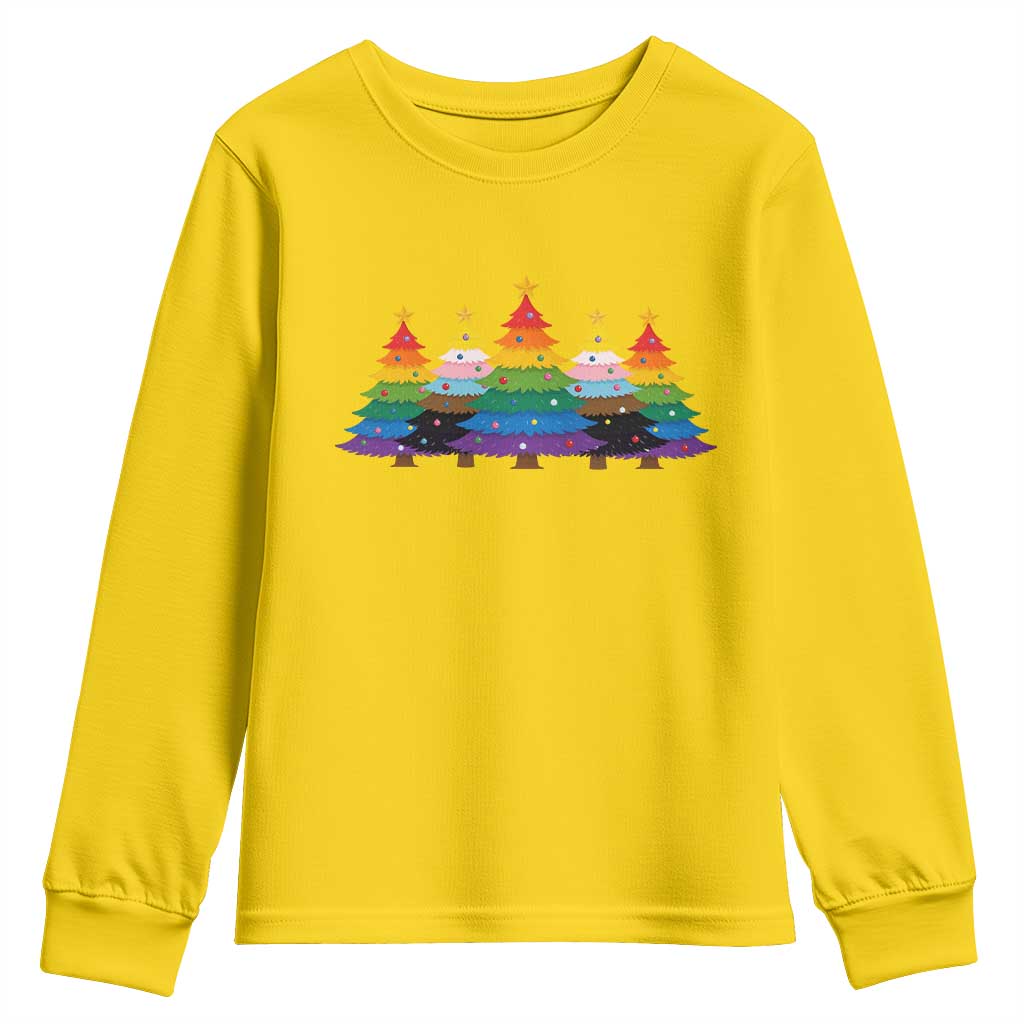 Christmas Rainbow Tree LGBTQ Support Youth Sweatshirt Holiday Pride Gift