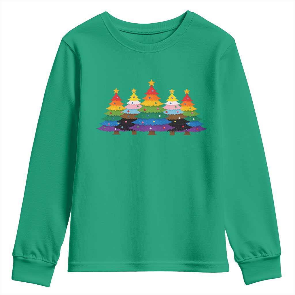 Christmas Rainbow Tree LGBTQ Support Youth Sweatshirt Holiday Pride Gift