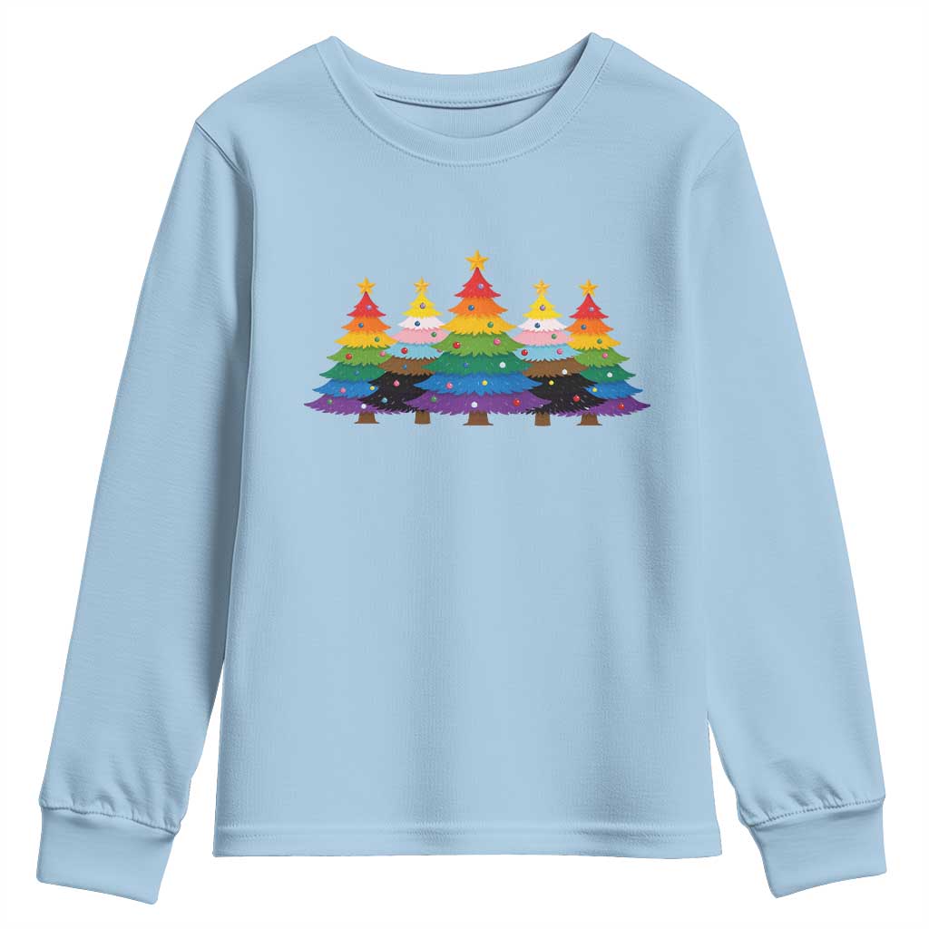 Christmas Rainbow Tree LGBTQ Support Youth Sweatshirt Holiday Pride Gift