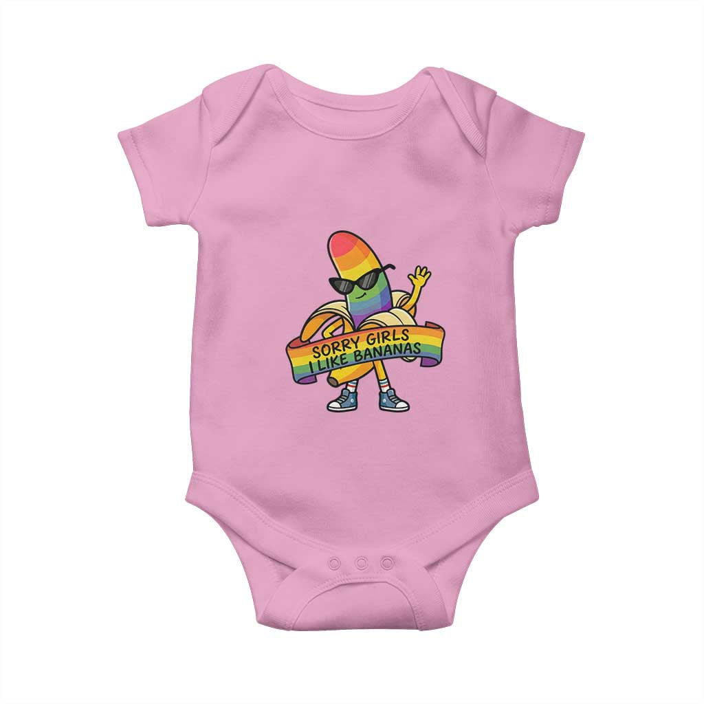 Sorry Girls I Like Bananas Baby Onesie Funny LGBTQ Graphic TS12 Light Pink Print Your Wear