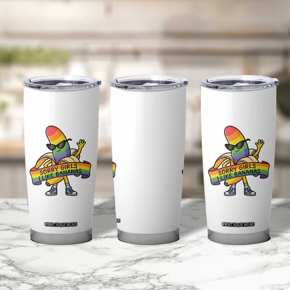 Sorry Girls I Like Bananas Tumbler Cup Funny LGBTQ Graphic