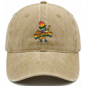 Sorry Girls I Like Bananas Washed Cotton Baseball Cap Funny LGBTQ Graphic