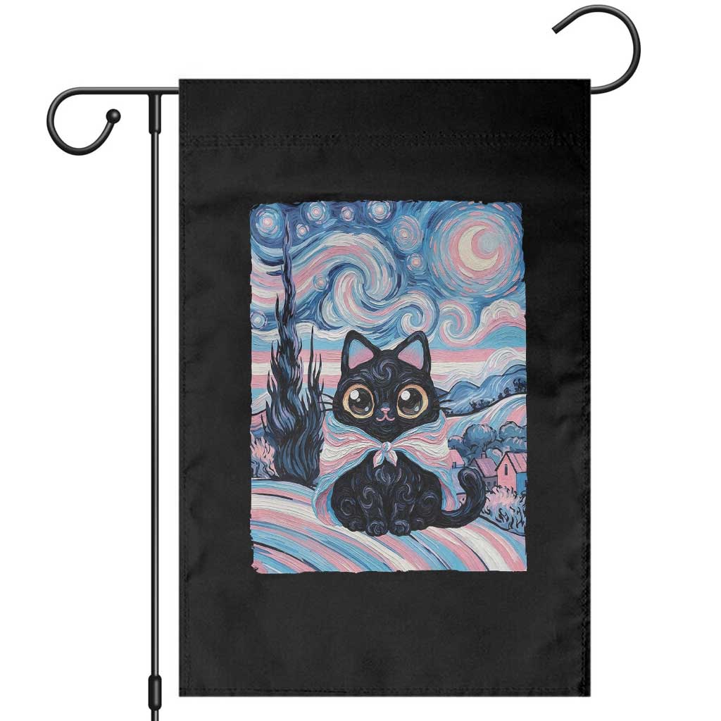 Funny Transgender Cat Starry Night Garden Flag LGBTQ Pride Support Gift TS12 Black Print Your Wear
