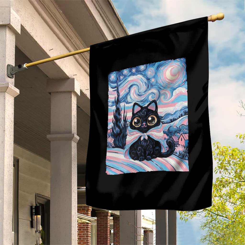 Funny Transgender Cat Starry Night Garden Flag LGBTQ Pride Support Gift