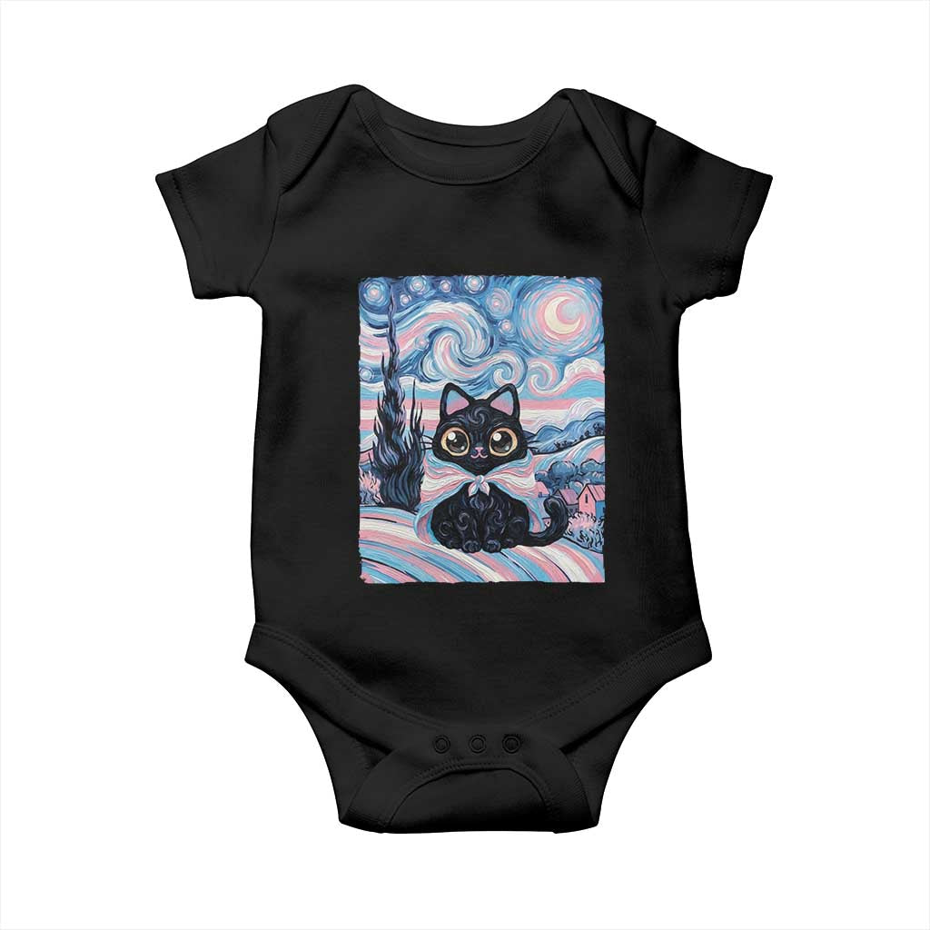 Funny Transgender Cat Starry Night Baby Onesie LGBTQ Pride Support Gift