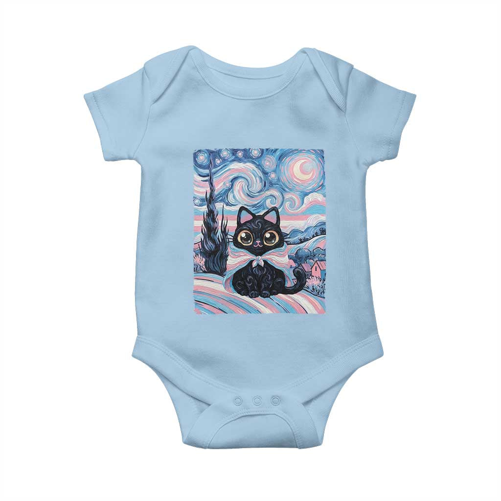 Funny Transgender Cat Starry Night Baby Onesie LGBTQ Pride Support Gift