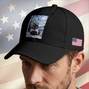 Funny Transgender Cat Starry Night Baseball Cap LGBTQ Pride Support Gift