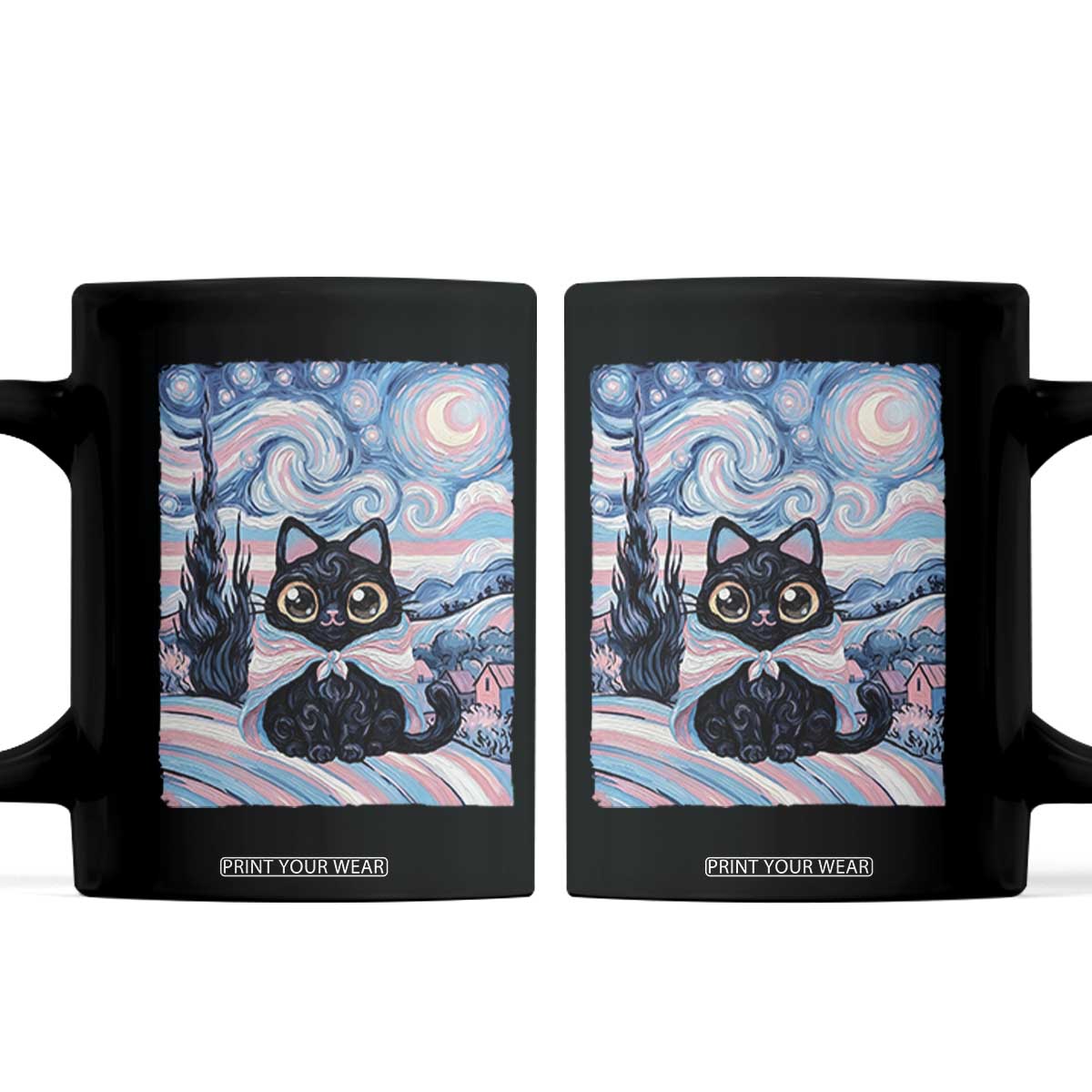 Funny Transgender Cat Starry Night Coffee Mug LGBTQ Pride Support Gift