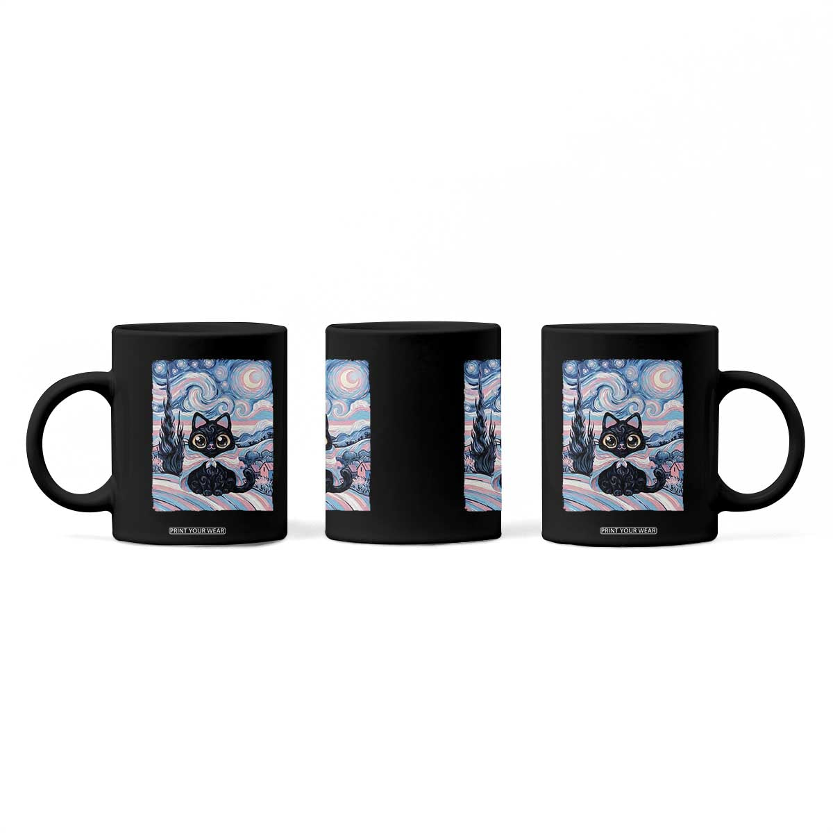 Funny Transgender Cat Starry Night Coffee Mug LGBTQ Pride Support Gift