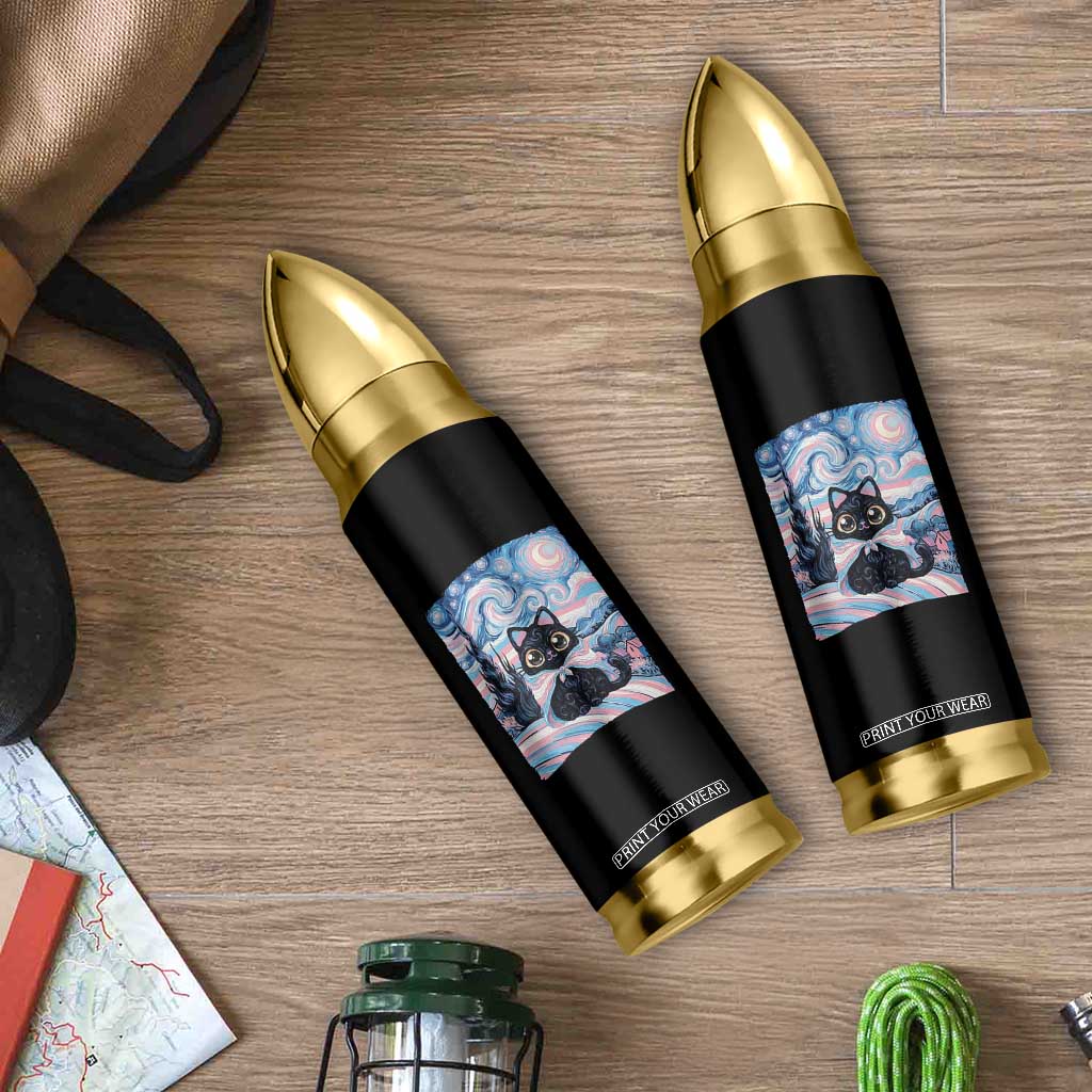 Funny Transgender Cat Starry Night Bullet Tumbler LGBTQ Pride Support Gift