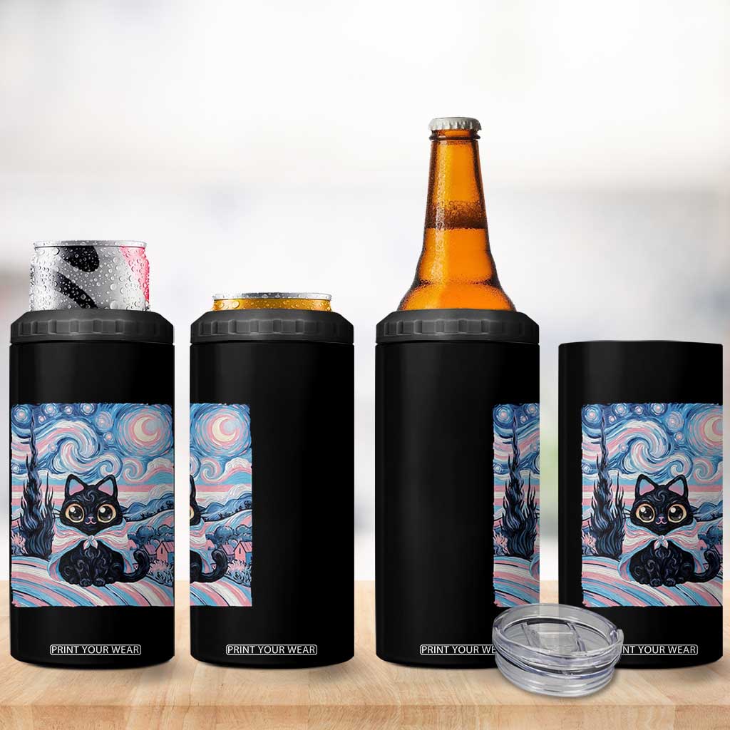 Funny Transgender Cat Starry Night 4 in 1 Can Cooler Tumbler LGBTQ Pride Support Gift