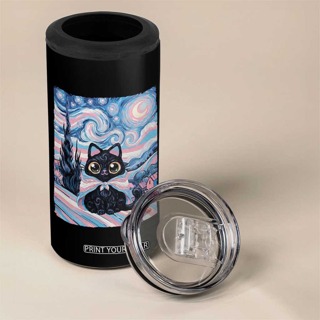 Funny Transgender Cat Starry Night 4 in 1 Can Cooler Tumbler LGBTQ Pride Support Gift