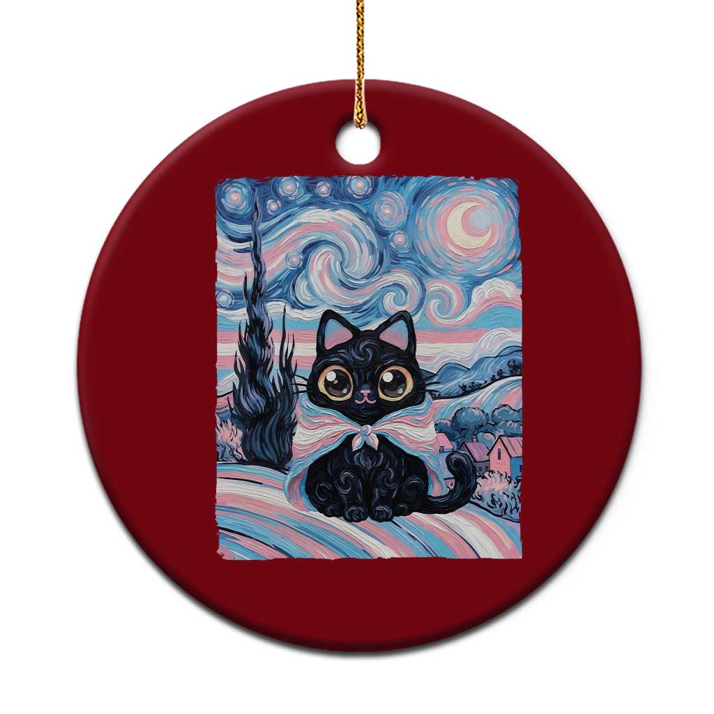 Funny Transgender Cat Starry Night Ceramic Ornament LGBTQ Pride Support Gift TS12 1pc Red Print Your Wear