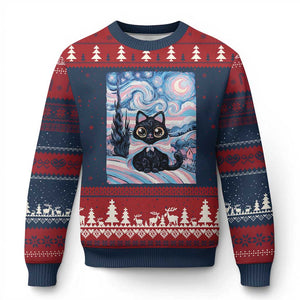 Funny Transgender Cat Starry Night Ugly Christmas Sweater LGBTQ Pride Support Gift